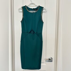 Teal Sleeveless Dress with Chain Detail